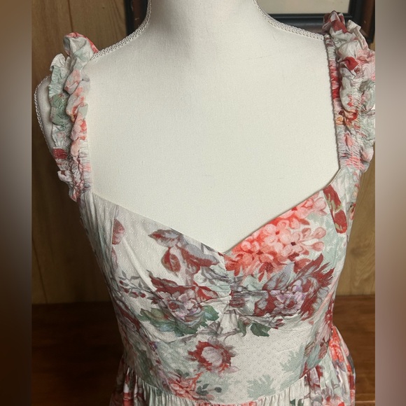 Guess Floral Green and Pink Susanna Midi Dress Size M - Picture 6 of 15